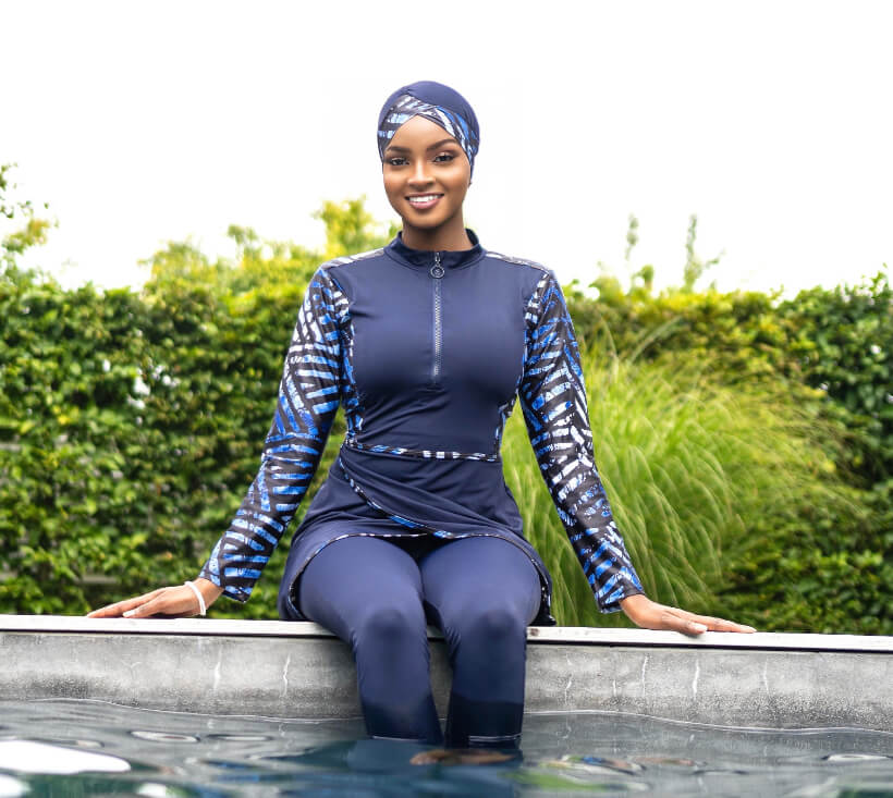 maillot de bain couvrant indigo – Image 3
